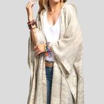 Heather Ed poncho hoodie! Super cute style! Tan Size undefined Photo 2