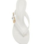 Schutz Ethel Sandals in White Leather 7.5 Womens High Heels Slides Thong Photo 2