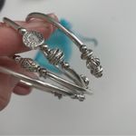 Swirly Bracelet Sea Charms Turtle Starfish Shell Flower Leaf Sun Silver Stretch Photo 7