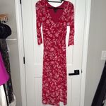 House of Harlow 1960 Red and White Floral Long Sleeve Dress Photo 2
