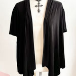 Vintage Black Short Sleeve Cardigan Sweater Y2K 2000s 90s Classic Retro XL Photo 0