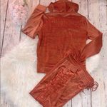 Velvet Hoodie with Bold Lettering in Orange Size undefined Photo 3