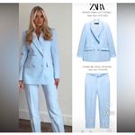 ZARA  2 Piece Set Double Breasted Shoulder Pad Blazer and Slim High Waist Pants Photo 14