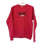 Vintage Vail Colorado Embroidered Crewneck Sweatshirt Size Medium Red Black Photo 0
