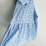 ZARA  Lace Babydoll Top Bow Sz Large Sky Blue Photo 3