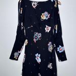 Free People Black Floral Sunshadows Slit Sleeve Mini Dress Size 0 Photo 2