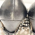 Alice + Olivia Alice & Olivia Size 9 Black Leather Silver Studded Dover Moto Pump Ankle Strap Photo 6