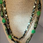 Chic Green and Gold Beaded Necklace Photo 4