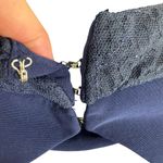 Marina Navy Blue Lace Collar Cutout Center Ruched Bodycon Midi Dress Size 10 Photo 5