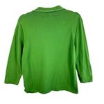 Liz Claiborne Lime Green Cotton Nylon 1/4 Button Collared 3/4 Sleeve Sweater L Photo 2