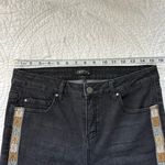 Apny Slim Straight Ankle Black Jeans with Geometric Embroidery Detail Size 10 Photo 1