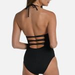 La Blanca  Swimsuit SZ 8 One Piece Black NWOT Halter Island Goddess Lingerie Mio Photo 3