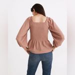 Madewell  Lucie Smocked Peplum Top in Antique Gold Photo 15