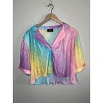 Dressed in Lala Rainbow Plisse Pleated Skirt Set Medium Rainbow Day Dream Yellow Photo 1