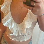 INDIKAH White Eyelet Crop Top Photo 3