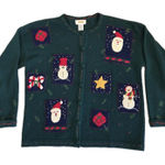 Talbots 100% Lambswool Vintage Christmas Santa Holiday Cardigan Sweater Size M Photo 0