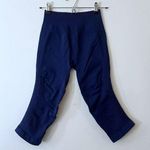 Lululemon In the Flow Crop II Heathered Navy Blue Ruched Seamless Leggings small Photo 0