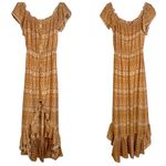 Dress Forum Bohemian Ruffle High-Low Maxi Dress Mustard/Burnt Orange Cream Small Photo 1