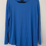 Eileen Fisher  Asymmetrical Hem Scoop Neck Long Sleeve Blue‎ Top Women’s Size XL Photo 0