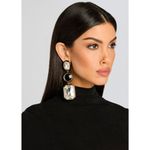 Retrofete Camille Gemstone Drop Earrings in Black Womens Dangle Crystals Photo 7