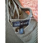 Derek Heart Olive Ribbed Lace Up Long Sleeve Top Women’s L Photo 1