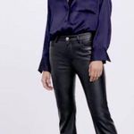ZARA  Faux Leather CROPPED Trouser Flare Pants Jeans BLACK Size EU 32/0 NEW Photo 0