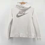 Nike Women Logo Graphic Hoodie Sweatshirt White Rose Gold Metallic Swoosh Medium Photo 1