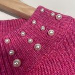 CeCe  Women’s Size Large Bright Pink Long Sleeve Pearl Embellished Sweater Barbie Photo 1