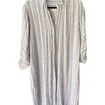 Tigerlily  Women's Multicolor Striped Shirt Dress M Midi Half Sleeve Casual Photo 0