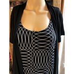 Enfocus Studio En Focus Studio Black Geometric Pattern Shift Dress With Open Front Cardigan 8 Photo 1