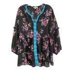 The Pioneer Woman 3/4 Sleeve Blouson Empire Tunic Top Womens Size XXXL Black Photo 3