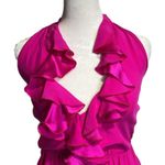 Amanda Uprichard  100% silk hot pink fuscia mini halter dress w/ ruffle - XS Photo 3