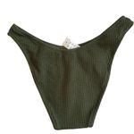 ANDIE J Crew Textured Curved Waist Cheeky High Leg Bikini Bottom M Olive Green #3019 Photo 10
