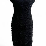 Flapper Style Bodycon Puff Dress Black Size XL Fringe Hem Stretch Sleeveless Photo 0