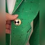 Tweed Emerald Green 1 Button Rope Edges Blazer 4 Deep Pockets & Belt Sz M/L Size M Photo 4