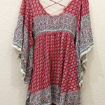 Free People Red/Blue Heart of Gold Babydoll Kaftan Tunic Boho Mini Dress Size XS Photo 6