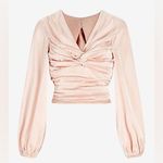 EXPRESS NWT Women’s Satin Twist Front Tie Back Blouse Pale Pink Size XL Photo 0