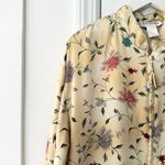 Natori Vintage Satin Yellow Floral Full Zip Sleepwear Kaftan Nightgown Small Photo 5