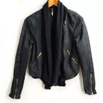Free People Drape Front Coated Motorcycle Biker Jacket Black Women’s size 4 Photo 1