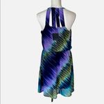 Andrew Marc NWT Marc New York Black Purple Chiffon Mini Dress Photo 4