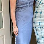 ASTR  the Label Zola Shirred Satin Elegant Blue Midi Dress Medium Photo 1