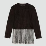 ZARA  faux suede fringe jacket. Xs Photo 1