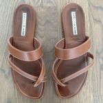 Manolo Blahnik Susa Leather Thong Sandal in Luggage Brown Tan Size 37 / 6 Photo 1