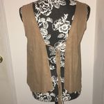 Women’s Suede Like Vest Shirt Open/Tie in Back Sm Tan Photo 5