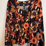 BLEEKER & MCDOUGAL women’s Multicolor Floral long sleeve dress blouse stretch XL Brown Photo 0