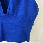 Aritzia Wilfred Free Royal Blue Valeria Knit Crop Top, V Neck, Size S Photo 3