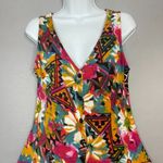 Vintage Jumpsuit‎ Abstract Floral Pattern FLAWS Boho Casual Sleeveless Tie Waist Pink Size M Photo 8