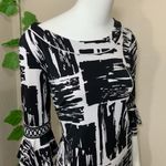 BCBGMAXAZRIA Maxazria Black White Bell Sleeve Dress Photo 5