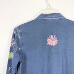 Jane Ashley  Medium Petite Top Shacket Beaded Denim Blue Embroidered‎ Button 1480 Photo 5