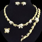 Beautiful 4 piece gold and cz elephant set Black Photo 2